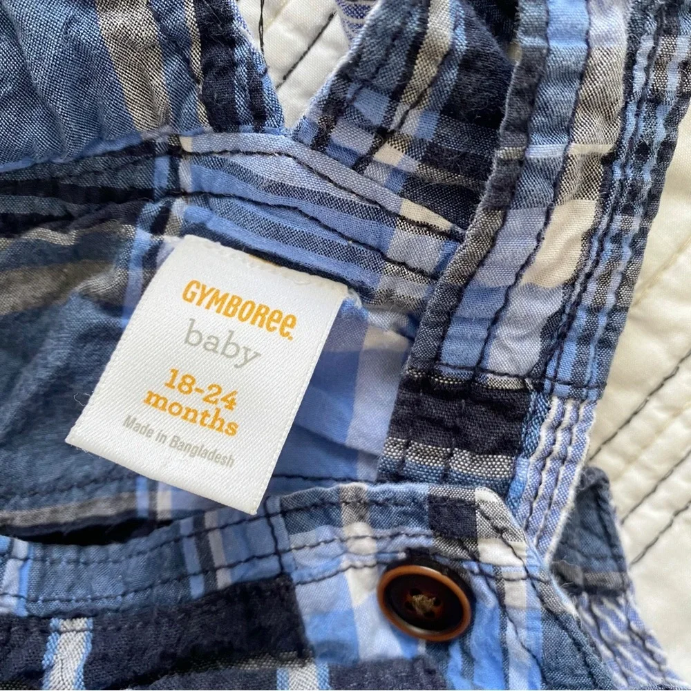 Gymboree Baby Multi Blue Plaid Soft Overalls 18-24 months
